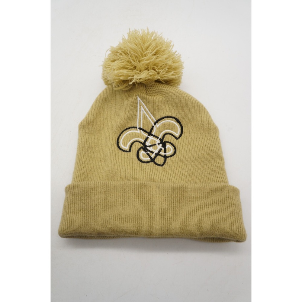 New Orleans Saints Sock Hat Beanie Gold Black Pom One Size Fits All Fleur De Lis